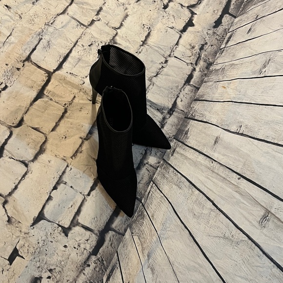 Chic Black Mesh Heeled Boots - Picture 4 of 12